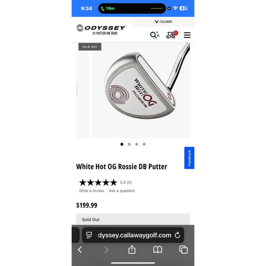 NEW Odyssey White Hot OG Rossie DB Putter 35" Right Hand – Still in Wrapper